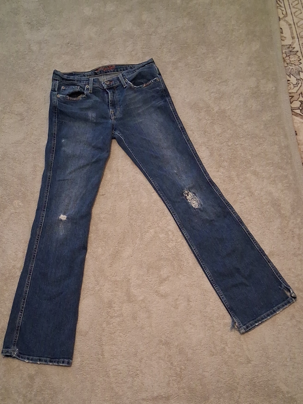 American Eagle Dark Blue Women's Distressed Bootcut Jeans Size 6 Regular